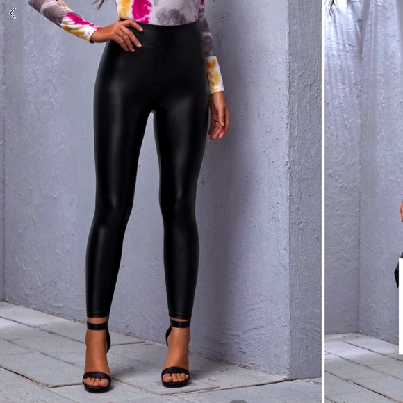 Faux Patent Leather High Waisted Leggings - Picture 4 of 8